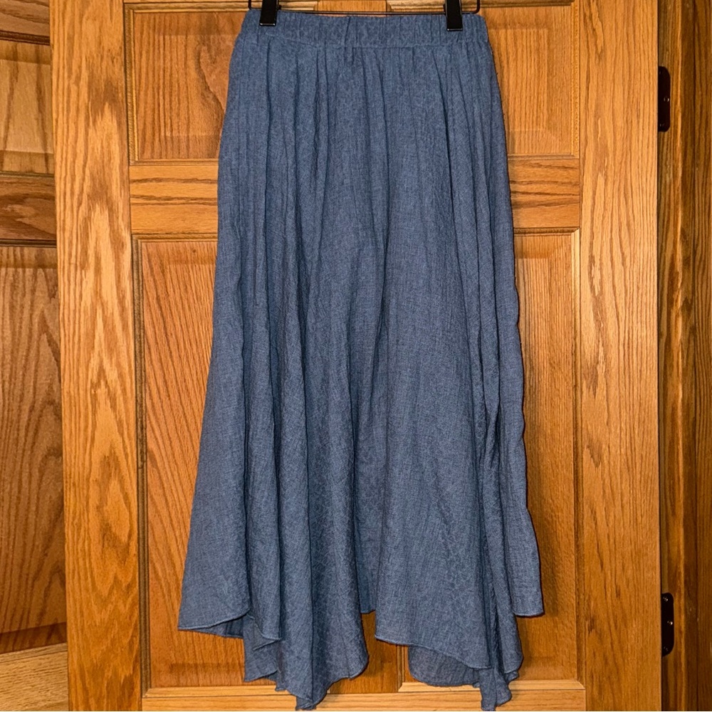 Blue Cloth Midi Skirt